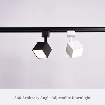 Creative Pătrat de Suprafață Montat Led Downlight Urmări Tip Alb-Negru Pătrat Personalitate Tavan corp de Iluminat cu LED 7W lumina Reflectoarelor Lămpi Imagine 2
