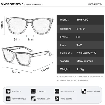 SIMPRECT Noua Moda Polarizat ochelari de Soare Barbati 2022 Oglindă ochelari de Soare Patrati Femei Retro Driver Anti-orbire Ochelari de Soare Pentru Barbati Imagine 2