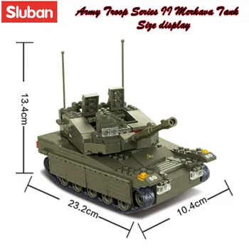 Sluban Bloc Jucării Morden Militare B0305 Tanc Merkava 344PCS Cărămizi Armata Seturi Compatbile Cu Branduri de top Imagine 2