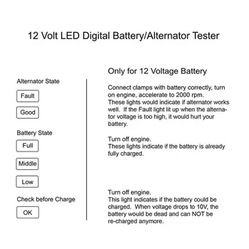 Masina de 12V Baterie Tester 6 LED Auto Digital Alternator de Încărcare Tester pentru Masina Motocicleta Instrument de Diagnosticare Auto Imagine 2