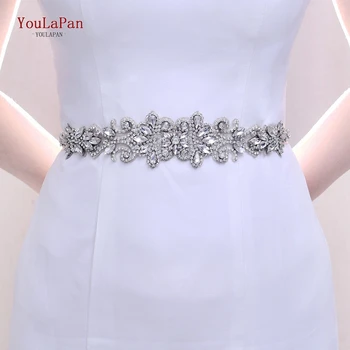 YouLaPan S12-S de Nunta Centura pentru Rochie de Mireasa Ivory Argint cu Diamante Curea pentru Rochie de Mireasa Bijuterii Mireasa Centura Stras Centura Imagine 2