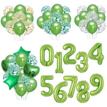 40inch Verde Folie Număr de Baloane din Latex Happy Birthday Party Decor Baloane Adult Copil Copil de Dus de Nunta de Decorare Consumabile Imagine 2