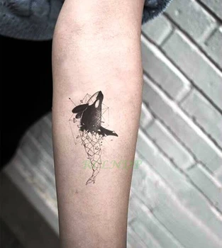 Impermeabil Tatuaj Temporar balena rechin, delfin pliere hârtie de artă tatuaj autocolante flash tatuaj tatuaje false pentru fata femeilor copil Imagine 2