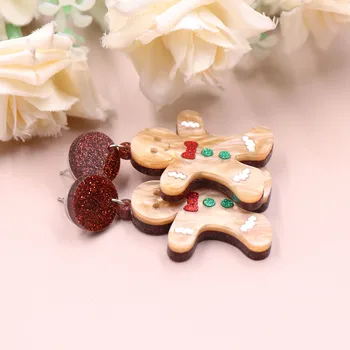 1pair de moda de Top NC Picătură de turtă dulce Cookie drăguț de crăciun cercei din Acril de Bijuterii pentru femei Imagine 2