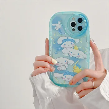 Desene animate drăguț Sanrio Kuromi Cinnamonroll Cazuri de Telefon Pentru iPhone 13 12 11 Pro Max XR XS MAX X Y2k Fata la Șocuri Moale TPU Coajă Imagine 2