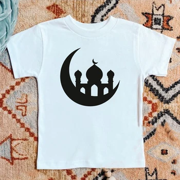 Fericit Eid Imprimare Copii Haine de Vara Baieti Fete T-shirt Ramadan Eid Copii Copilul Tricou Maneca Scurta Ramadan Tinutele Topuri Imagine 2