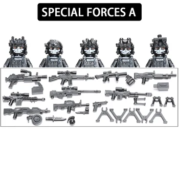 MOC Militare Moderne Fantomă Forțele Speciale Blocuri de Poliție SWAT Soldați Cifrele Stabilite de Soldați de Comando Arme Arma Casca Cărămizi Jucarii Imagine 2