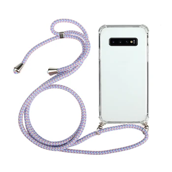 Transparent Moale TPU Caz de Telefon pentru Samsung Galaxy S21, S20 Plus, A42, A52, A71, A51, A70, A32, cu Curea și Curea de Gât Imagine 2