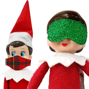 Kawaii Elf de Crăciun Doll cu Dungi Roșii Masca Verde Dot Masca de Ochi Accesorii Copii Cadou (Papusa) m116 Imagine 2
