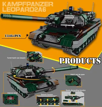XINGBAO Militare WW2 Germania Tanc Leopard 2A6 Tanc Principal de Luptă Blocuri Arma Tancuri Grele Cărămizi Jucarii Pentru Copii Baieti Imagine 2