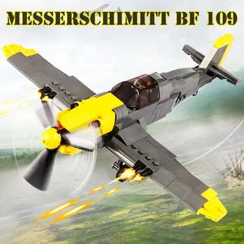 WW2 Militar, Luptător Bombardier German Soldat Avion Model de Bloc Luptător BF109 Avion Cărămizi de Jucărie de Învățământ Pentru Copii Imagine 2