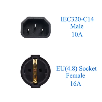 C14-UE Priza IEC320 C14 Ue Euro Priza IEC 320 C14 a CEE 7/7 European Feminin AC UPS de Putere/PDU de Alimentare Adaptor Imagine 2