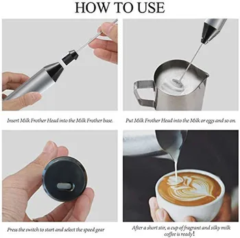 Electrice portabile Spumant de Lapte Portabil Cafea Foamer Mini Blender din oțel Inoxidabil Bătător de Ouă Bea Mixer de Bucatarie Amestecati Instrumente Imagine 2