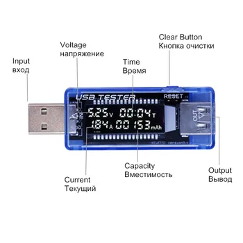 Picătură Navă 4 în 1 LCD USB Detector de Curent Tensiune Capacitate Tester Volt Detecta Încărcător Metru de Putere Mobil de Testare a Bateriei Imagine 2