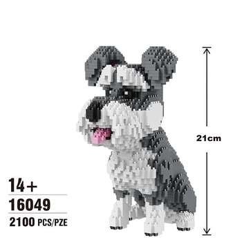 Lumea animalelor Desene animate Husky Schnauzer Teckel Mike Câine Micro Blocuri de Companie Dogd Model 3D DIY Mini Caramida Jucarii pentru Copii Imagine 2