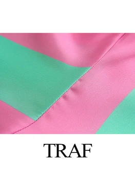 TRAF de Moda cu Dungi Verticale Camasa Casual pentru Femei Buton Rever mâneci Lungi Vrac Bluza Toate-meci Naveta Eleganta Topuri Imagine 2
