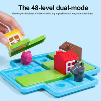 48 de Niveluri Trei purcelusi Construirea de Calificare Smart Board Games Copil IQ de Formare Provocări Educaționale Inteligenta Copil Jucărie Cadou Imagine 2