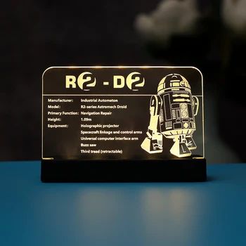 Lumina LED-uri de Afișare Acrilic Bord Semnul de Înmatriculare Plăcuța de identificare Pentru Star R2-D2 Robot 75308 Blocuri Caramizi Jucarii Set Imagine 2