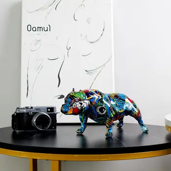 Colorat Pictat de Simulare Art Shar Pit Bull Ornamente de Animale Rășină Mată Rasina de Artizanat Sală TV Cabinet Desktop Decoratiuni Imagine 2