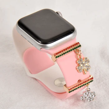 Inima Model De Metal Decor Wristbelt Ornament Pentru Apple Watch Formatia Diamant Bijuterii Farmecul Brățară De Silicon Curea Accesorii Imagine 2