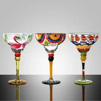 270ml Creative Margarita Pahare de Vin lucrate Manual, Colorate Cocktail Cupă de Sticlă Ceașcă fără Plumb Bar Acasa Petrecerea de Nunta Drinkware Imagine 2