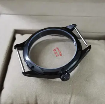 Pilot stil 44mm 316L din oțel Inoxidabil ceas negru caz de Dovleac în formă de coroană geam Mineral sau safir Pentru eta6497/98 ST3600/21 Imagine 2