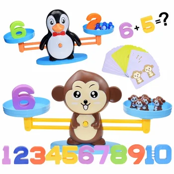 Montessori Math Jucărie Digitală Maimuță Scară De Echilibru De Matematica De Învățământ Pinguin De Echilibrare Scară Numărul Tabla De Joc Jucarii Pentru Copii De Învățare Imagine 2
