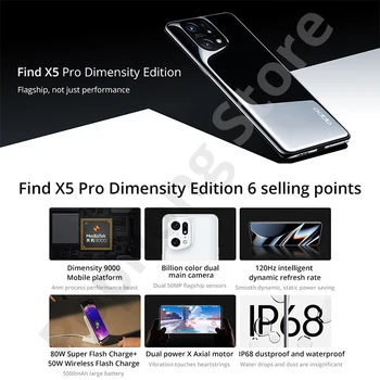 OPPO find X5 Pro 12GB 256 GB Dimensity 5G MobilePhone 6.7 inch 120Hz AMOLED Flexibil Ecran Curbat Dimensity 9000 Octa Core Imagine 2