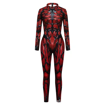 Marvel Roșu Venin Full Body Pentru Bărbați Adulți Film Super-Erou Costum Carnaval De Halloween Cosplay Petrecere Rochie Fancy Imagine 2
