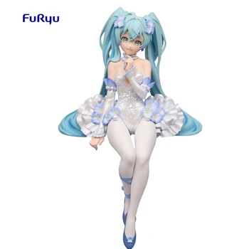 Original Furyu Hatsune Miku Zână Floare Nemophila Tăiței Dop Figura Figura Anime Modelul de Acțiune Jucării Drăguț Papusa 15 cm Imagine 2
