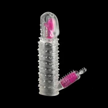 Spike Dual Vibratoare Penis Inel Maneca Prezervativ Penis Extension Cușcă De Inele G-Spot Masaj De Stimulare Mare Penis Artificial Vibratoare Jucarii Sexuale Imagine 2