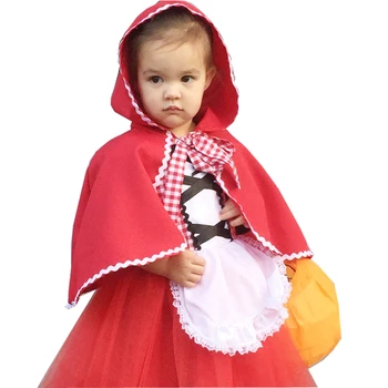 Red Riding Hood pentru Fete Costum de Halloween Costum de scufita Rosie Bebelus Rochie cu Pelerina Imagine 2