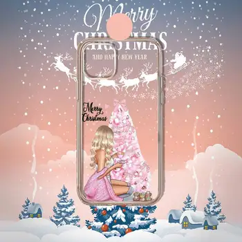 Crăciun fericit fată copac cadou de anul nou Telefon Caz Transparent moale Pentru iphone 11 12 13 14 x xs xr pro max mini plus Imagine 2