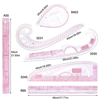 Nonvor franceză Curba de Tăiere Conducători Moale Mozaic Conducător de Cusut Kit de Instrument de Măsură Croitor Șablon Desen DIY Accesorii de Cusut Imagine 2