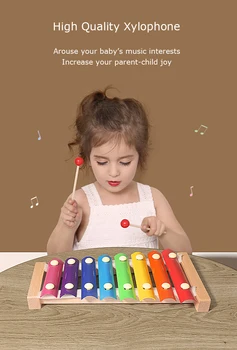 Xilofon pentru copii cu 8 Scale Xilofon din Lemn, Jucarii pentru Copii Montessori Devreme Educative Instrumente Muzicale Jucarii pentru copii Imagine 2