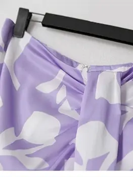 Doamnelor Elegante Geometrice Imprimare Fantă Violet Jupes 2022 Vară Talie Inalta Femei Plisată Fusta Midi Imagine 2