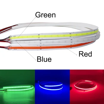 5V 12V 24V COB LED Strip 320/384/480/528 Flexibil COB LED Rosu Verde Albastru Banda de LED-uri Led-uri de 0,5 m-5m Imagine 2