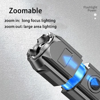 Portabil cu Lanterna LED-uri Lumina Puternica Reincarcabila cu Zoom de uz Casnic & Outdoor Portabil T6 Led-uri Lampă de Iluminare Lanterna 2021 Imagine 2