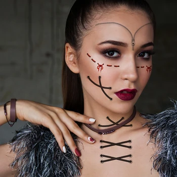 Halloween de Groază Autocolant Tatuaj Pentru Petrecerea Înfricoșător Impermeabil Realiste Fals Rană sângerândă Autocolant Tatuaj Decor Fata de Tatuaj 3D Imagine 2