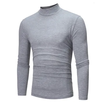 Calde De Iarnă Lenjerie De Corp Pentru Bărbați Mijlocul Guler De Bază Simplu T-Shirt Bluza Pulover Maneca Lunga Top Confortabil Termică Tricou Imagine 2