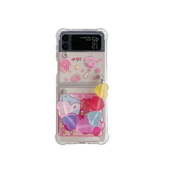 Kirby cu Brățară Curcubeu Caz de Telefon Pentru Samsung Galaxy Z Flip 3 PC Greu Capacul ZFlip3 Flip3 Coajă de Protecție Imagine 2