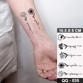 Linie Tatuaj Floare Simplă Delfin Sun Wave Black Flash De Cuvânt Impermeabil Tatuaj Temporar Autocolant Bărbați Femei Brațul Body Art Tatuaj Fals Imagine 2