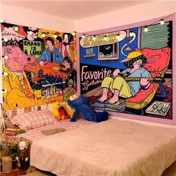 American de desene animate de fundal pânză ins dormitor pânză agățat live aspect cameră de închiriere dormitor decorare perete stofa tapiterie Imagine 2