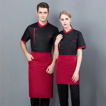 Chef Uniformă Bărbați Bucătărie Panificatie Culoare Solidă Uniforme Respirabil Haine Chelner Restaurant Maneci Scurte Confortabil Costum Pentru Femei Imagine 2