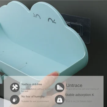 Creative Cloud-în formă de suport Raft Lipici Non-poros de Plastic Cârlig Agățat de Perete Cuier Organizarea Consumabile de uz Casnic Gratuit Punch Imagine 2