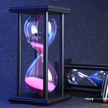 60 Minute de Clepsidră de Nisip Timer Creativ cadou de ziua de nastere Moderne din Lemn, clepsidra Clepsidra Ceas de Nisip Cronometre Organizator de Birou Imagine 2