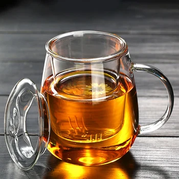 Cana de ceai cu Capac Filtru de Cafea,Cesti Ceai, Set de Căni de Bere Bea Cana de Birou Transparent Drinkware Cupa de Sticla Stil Chinezesc Imagine 2