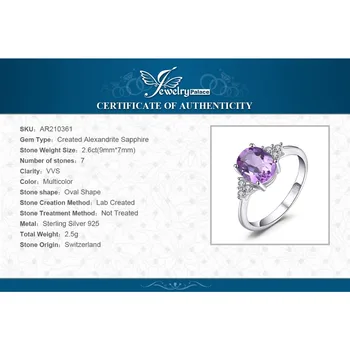 JewelryPalace Ovala Violet Creat Alexandrit Safir Solid 925 Inele de Argint pentru Femei Moda Bijuterii Piatră prețioasă Imagine 2