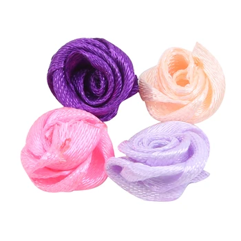 100buc 10mm Culoare Mix Mic Floare Trandafir Mini Manual de Panglica de Satin Rose Cap Scrapbooking Nunta de Decorare Haine Accesorii Imagine 2