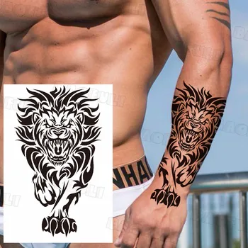 DIY Busola Nava de Ancorare Temporare Tatuaje Pentru Bărbați Adulți Fals Leu, Tigru, Dragon Astronaut Autocolant Tatuaj Unic, rezistent la apa Tatuaje Imagine 2